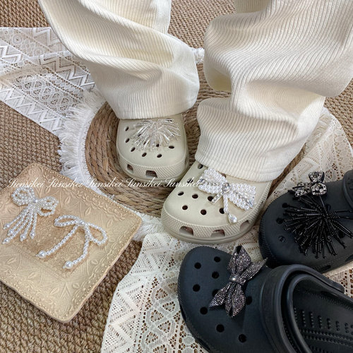 气质仙女洞洞鞋鞋花沙滩鞋配饰