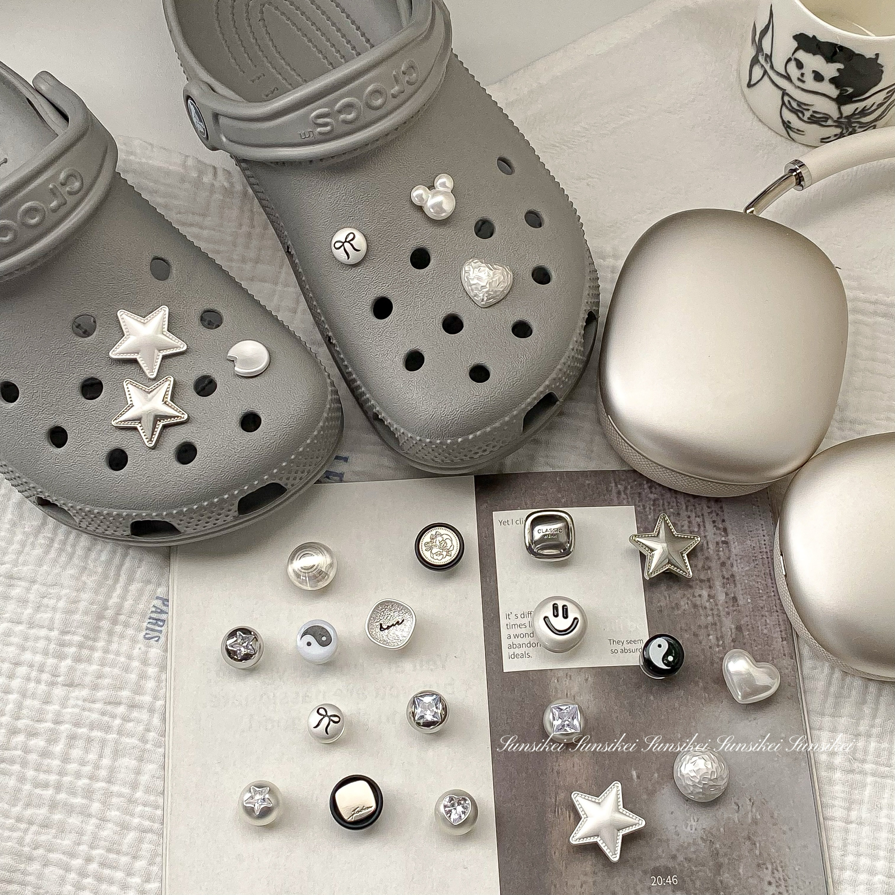 ins清冷中性洞洞鞋鞋花适配crocs图片