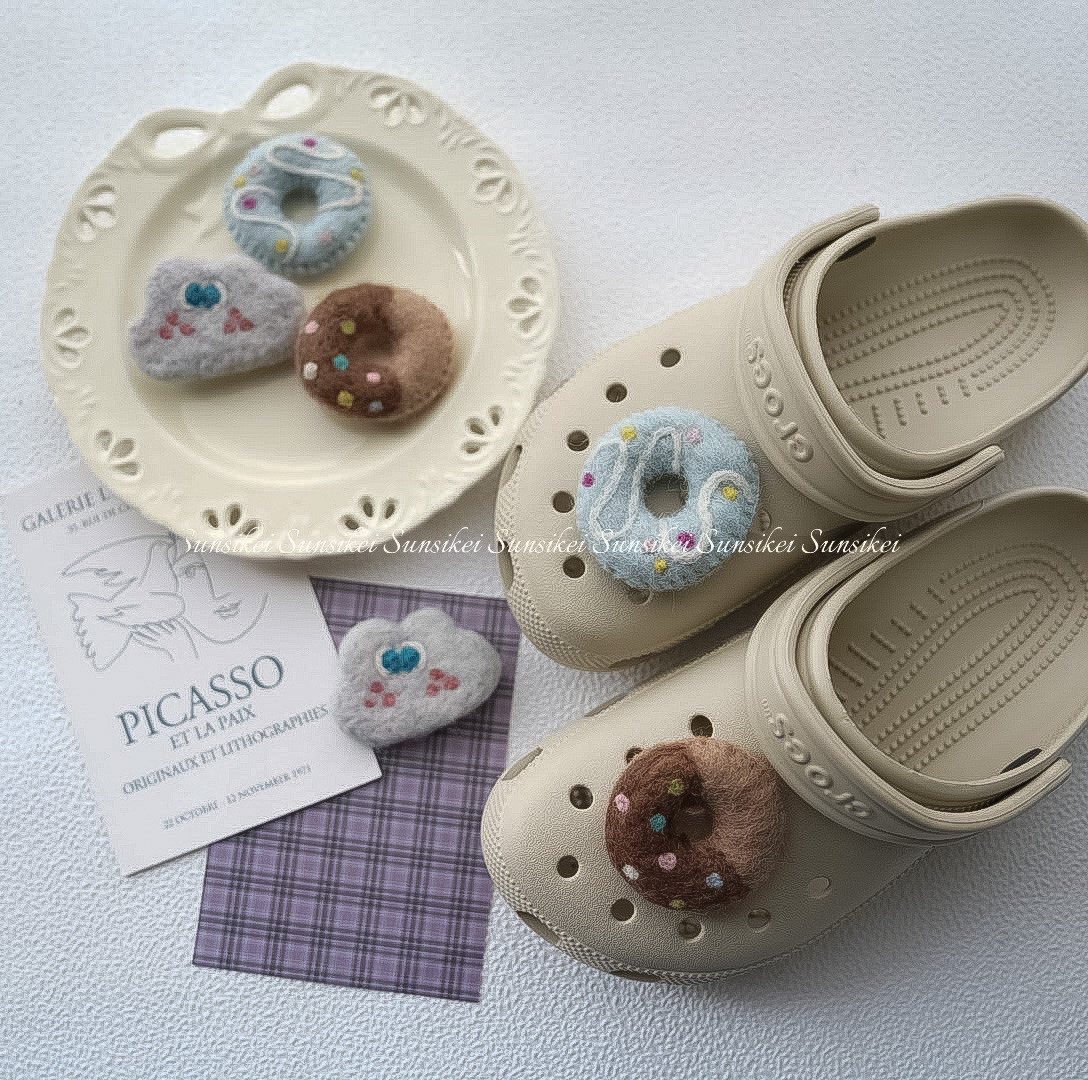 小众鞋花毛毡可爱甜甜圈洞洞鞋鞋扣diy饰品适配卡骆驰crocs可拆卸,服饰配件/皮带/帽子/围巾,鞋扣,淘宝优惠券,粉丝福利购,淘宝优惠卷