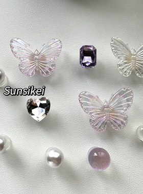 Sunsikei原创 简约清冷淡紫蝴蝶 洞洞鞋通用鞋花 配件