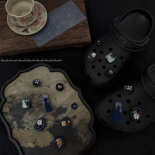 高级小众洞洞鞋 配饰 适配卡洛驰crocs鞋 饰diy鞋 蓝调 面装 扣 Blue