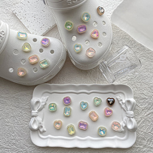 “一颗糖果钻”治愈的颜色 清新小众洞洞鞋配件鞋花鞋扣装饰diy
