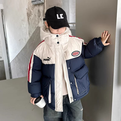 男童中长款加厚白鸭绒羽绒服
