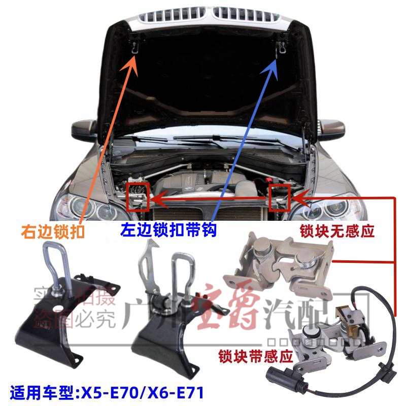 适用宝马X5-E70/X6-E71前机盖锁