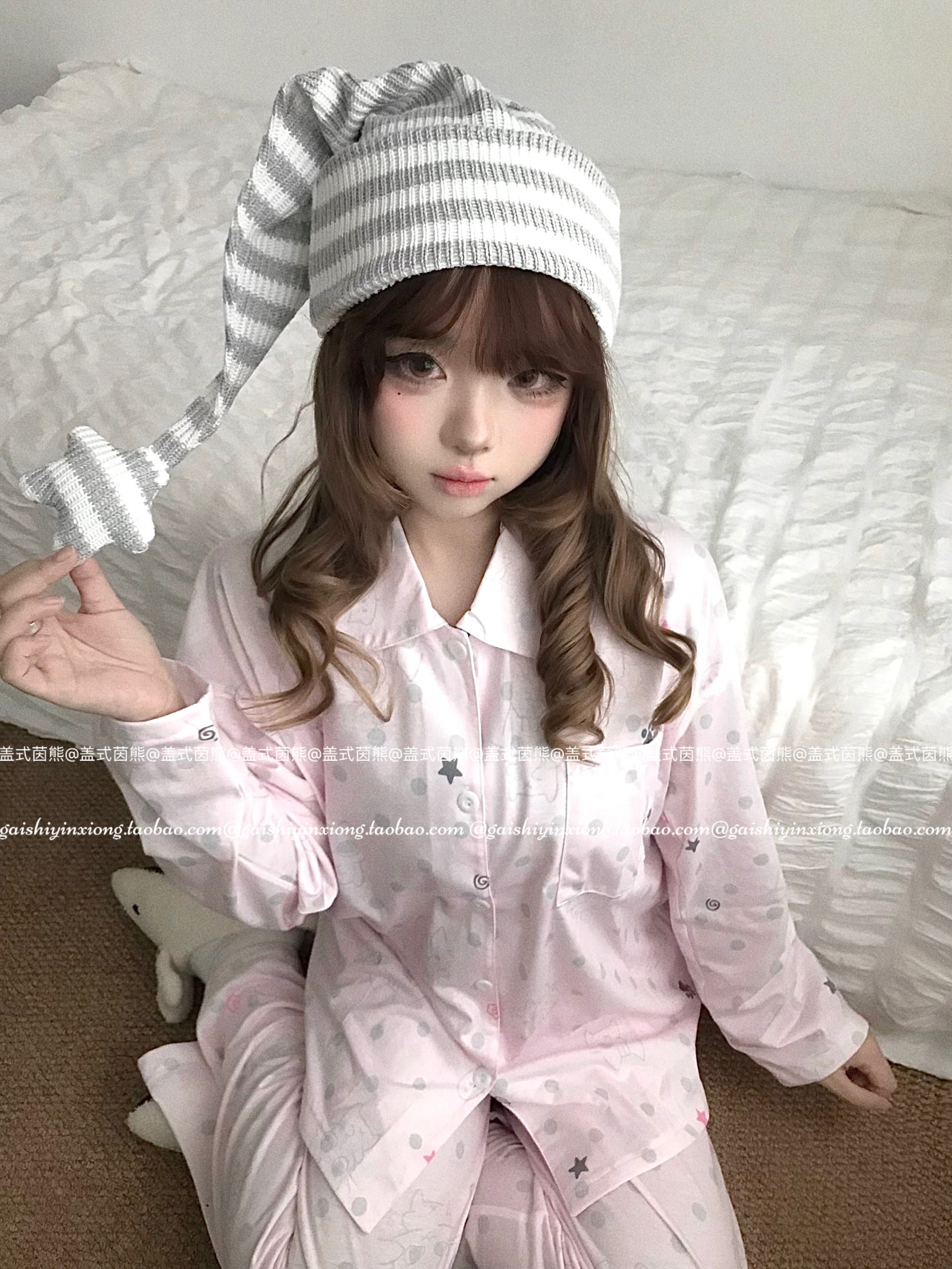 莓莓咪波点软萌秋季长袖棉睡衣女