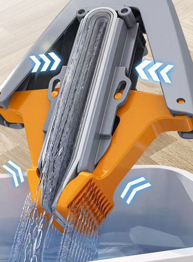 加大加厚吸水一拖净懒人拖把高级感对折式海绵拖把挤水免手洗拖把