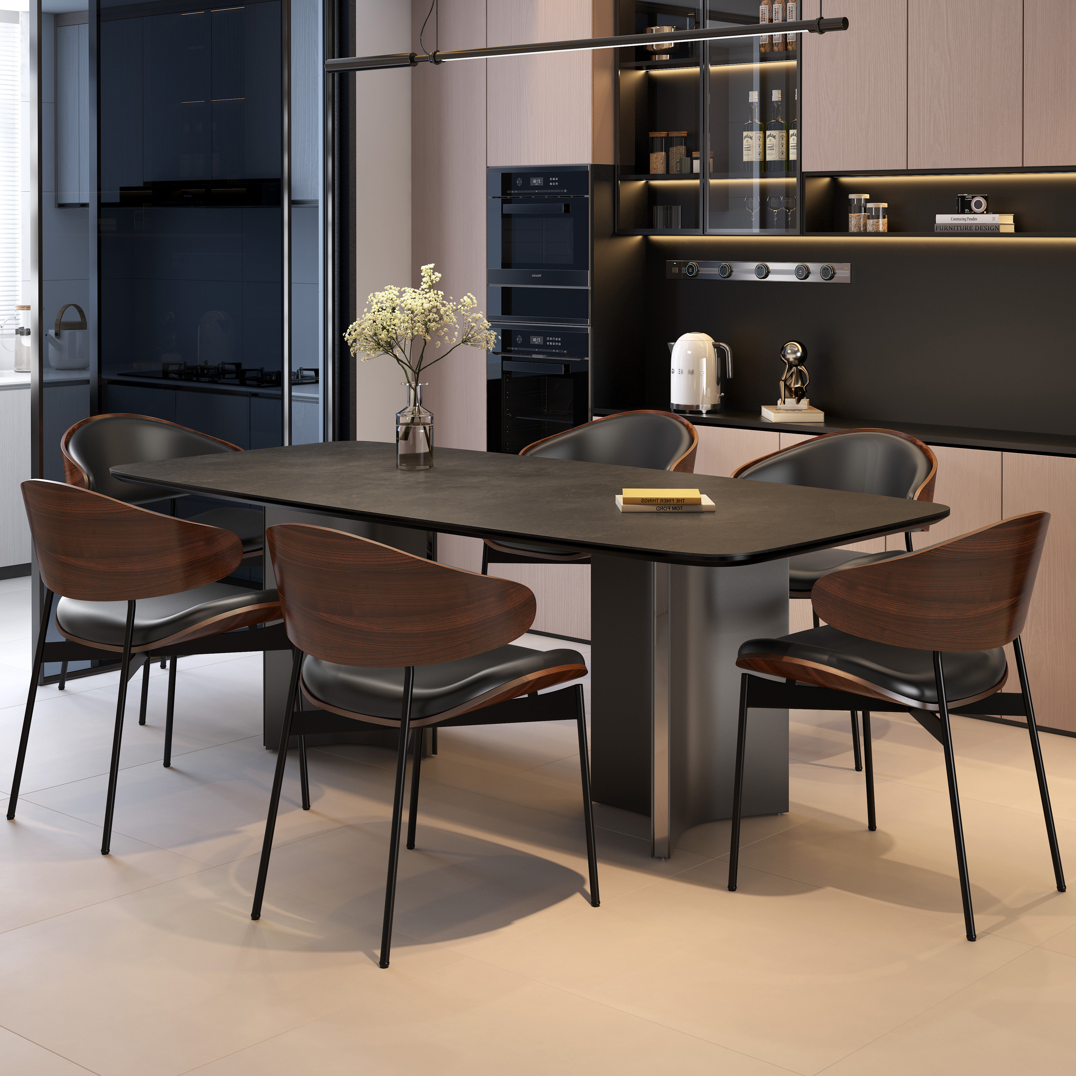 国补意式极简小户型长方形家用客厅现代简约岩板餐桌饭桌餐椅组合,住宅家具,岩板餐桌,淘宝优惠券,粉丝福利购,淘宝优惠卷