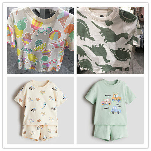 Hm国内专柜正品代购童装夏季新款男童婴幼儿纯棉舒适短袖短裤套装
