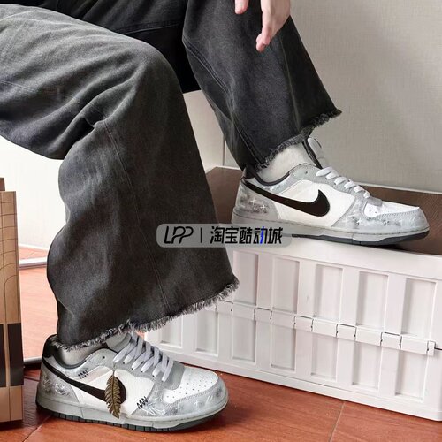 LPP定制球鞋 Nike Big 星际迷潮  墨染喷涂手绘嘻哈涂鸦 低帮板鞋
