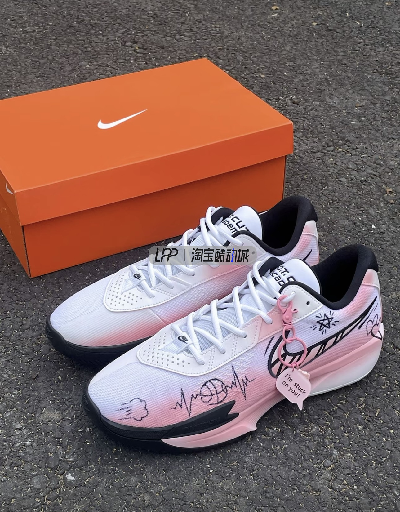 LPP定制球鞋 Nike Air Zoom G.T. Cut恋爱通告渐变涂鸦艺术篮球鞋