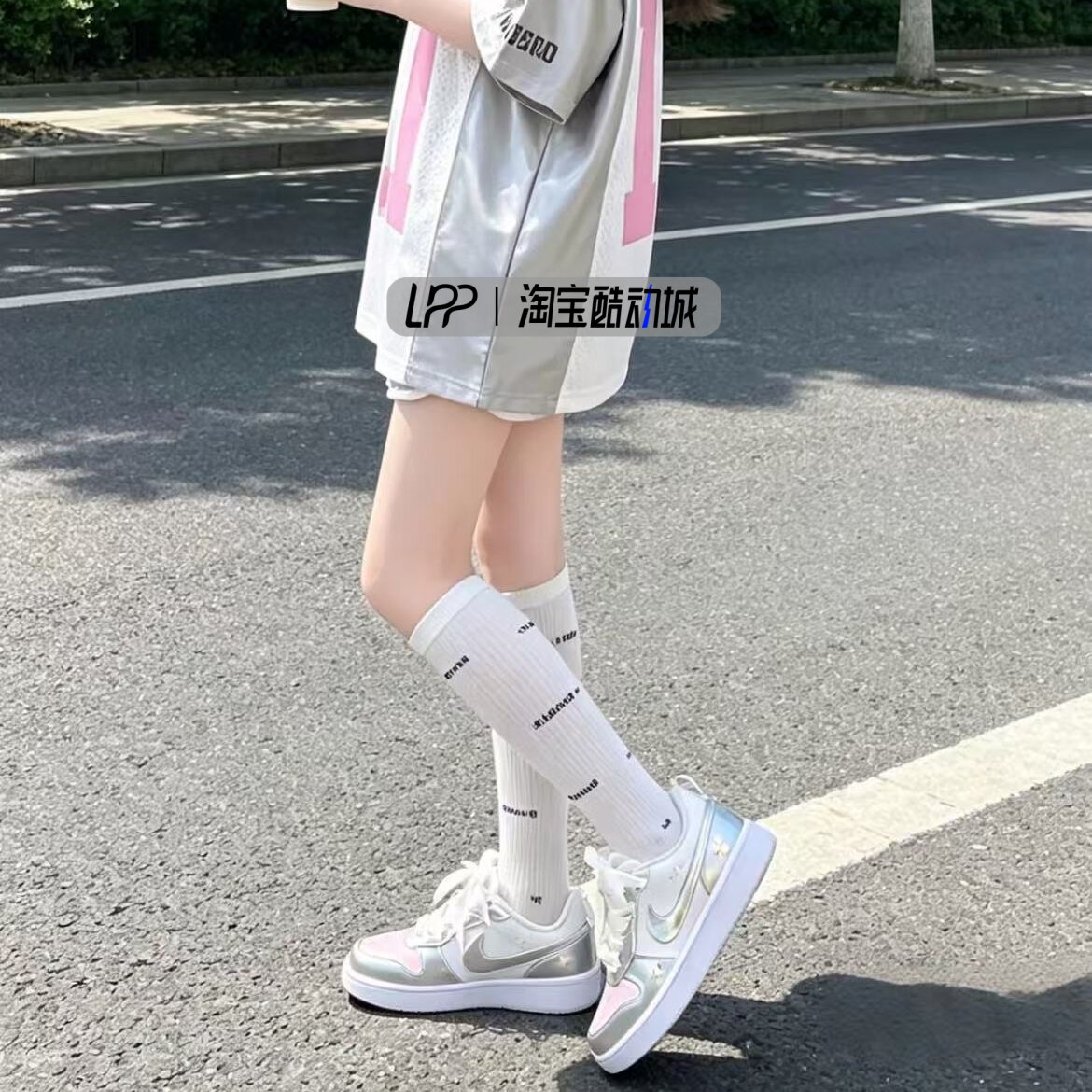 LPP定制球鞋 Nike Court Borough 雾粉银 清新星星情侣 低帮板鞋