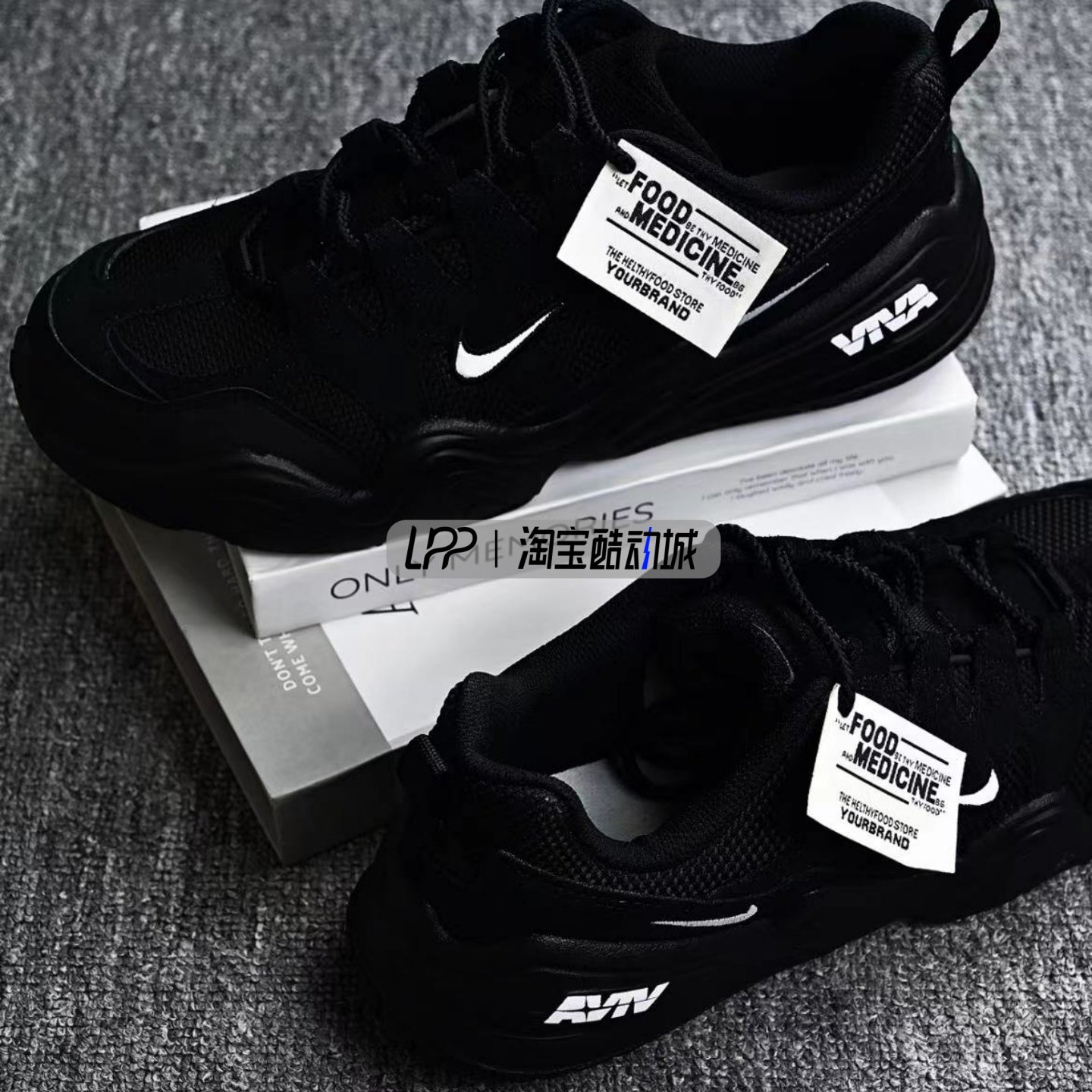 LPP定制球鞋 Nike Tech Hera 标界 耐磨轻便低帮休闲鞋 男女黑白