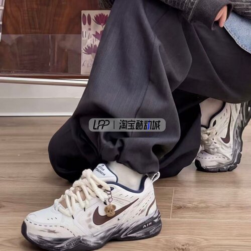LPP定 制球鞋Nike Air Monarch4 棕色小狗 美拉德情侣 低帮老爹鞋