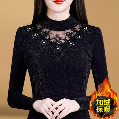 加绒加厚洋气蕾丝镂空