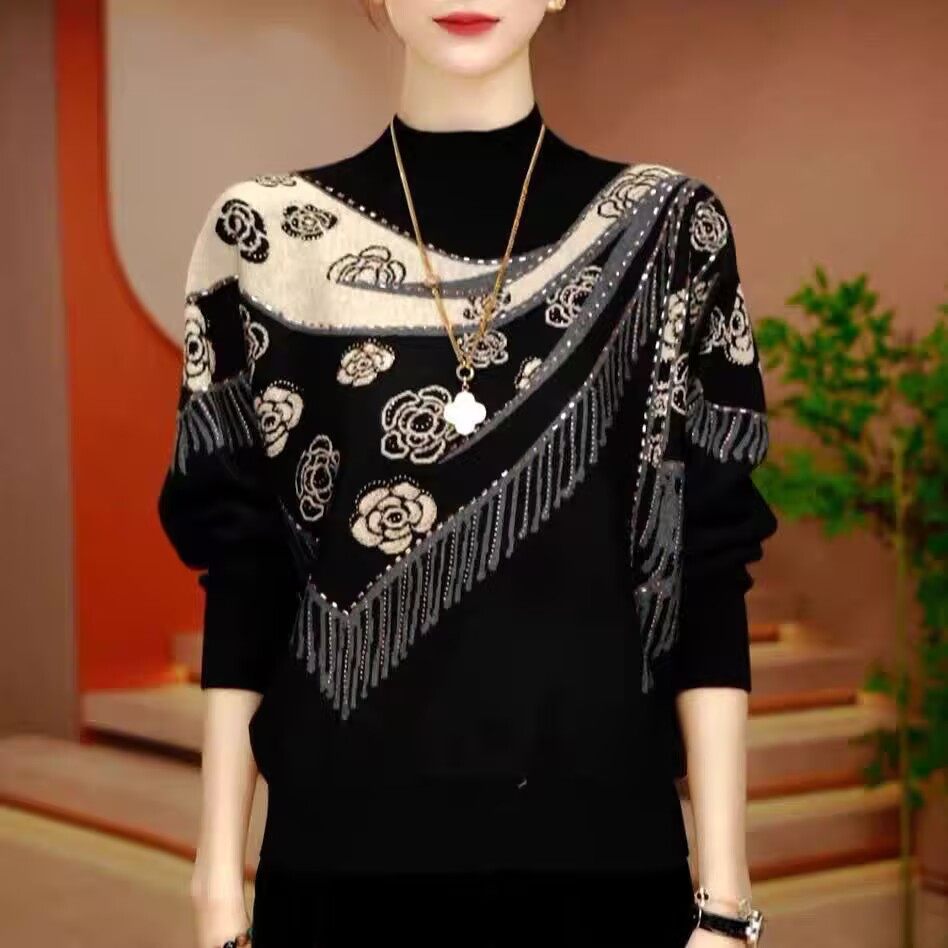 【烫钻毛衣】秋冬半高领加厚针织上衣大码遮肉显瘦收腰显瘦打底衫,女装/女士精品,毛针织衫,淘宝优惠券,粉丝福利购,淘宝优惠卷