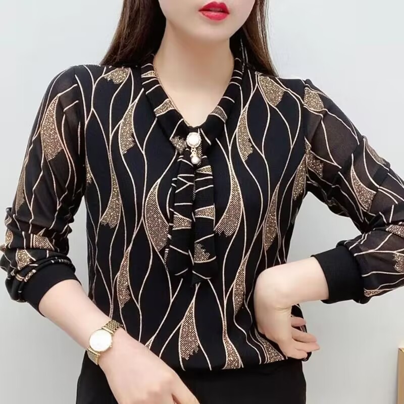 薄款/加绒百搭网纱打底衫