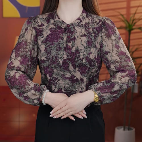 夏季外穿薄款碎花冰丝衬衫