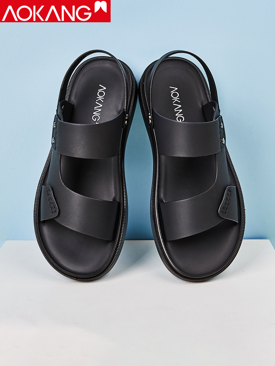 奥康凉鞋男夏季男士休闲沙滩鞋软底真皮两用凉拖鞋防滑
