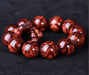 正宗海南黄花梨手串鬼脸对眼油梨老料佛珠海黄手链男女情侣念珠20