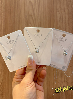 古丽古丽S925纯银珍珠蝴蝶结项链女锁骨链高级感轻奢颈链05555