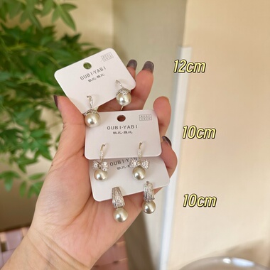 欧比雅比新款蝴蝶结珍珠耳坠轻奢高级流行耳钩奢华气质耳饰12907