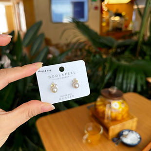 古丽古丽S925纯银海水珍珠法式花朵轻奢高级感精致耳钉耳环00059