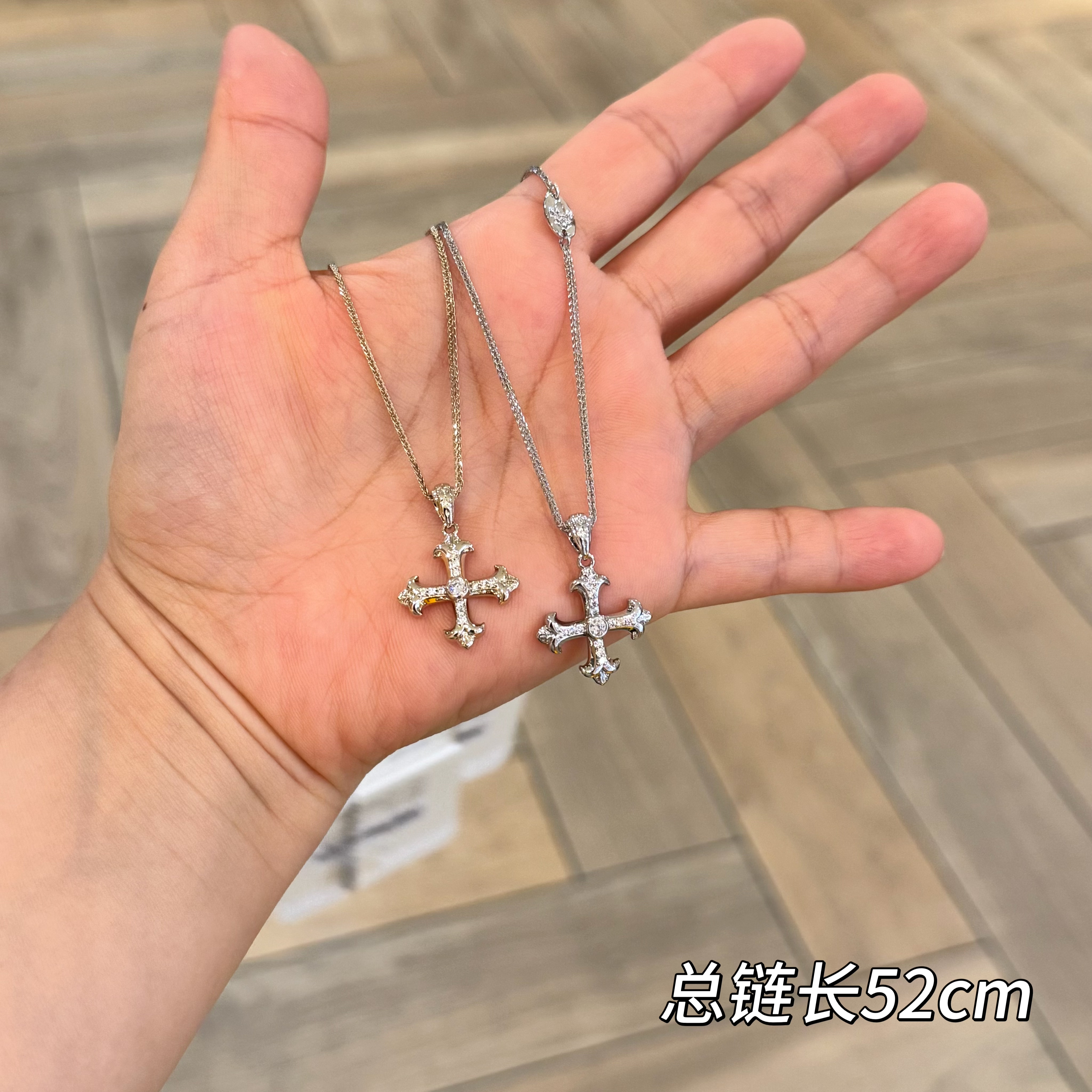 欧比雅比合金精致项链小众设计感高级感轻奢十字架锁骨链06226