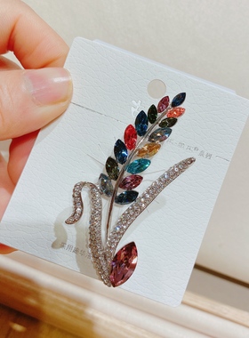高档水钻女胸花防走光别针气质甜美大方开衫大气麦穗胸针4635