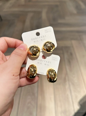 欧比雅比新款高级设计感水滴钛钢耳环女性时尚百搭几何耳环20637