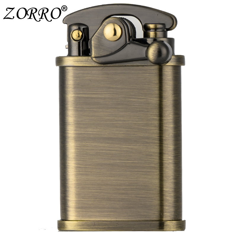 佐罗铜摇臂一键点火煤油打火机创意复古老式定制刻字砂轮男女礼物