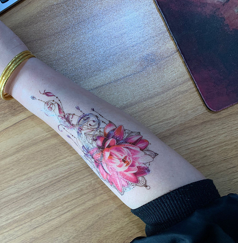 酷玩天下纹身贴 小清新英文字母 红玫瑰  腰腹 纹身贴纸 防水 女