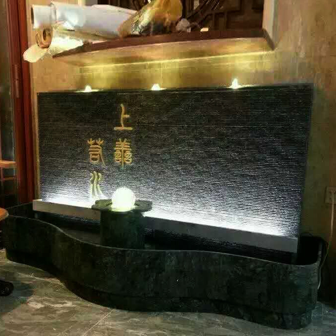 天然石材定制水幕墙流水墙鱼缸水景喷泉花园庭院酒店会所大型景观