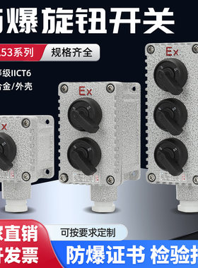 防爆旋钮开关LA/BZA53二档三档防爆转换开关铝合金自锁控制开关盒