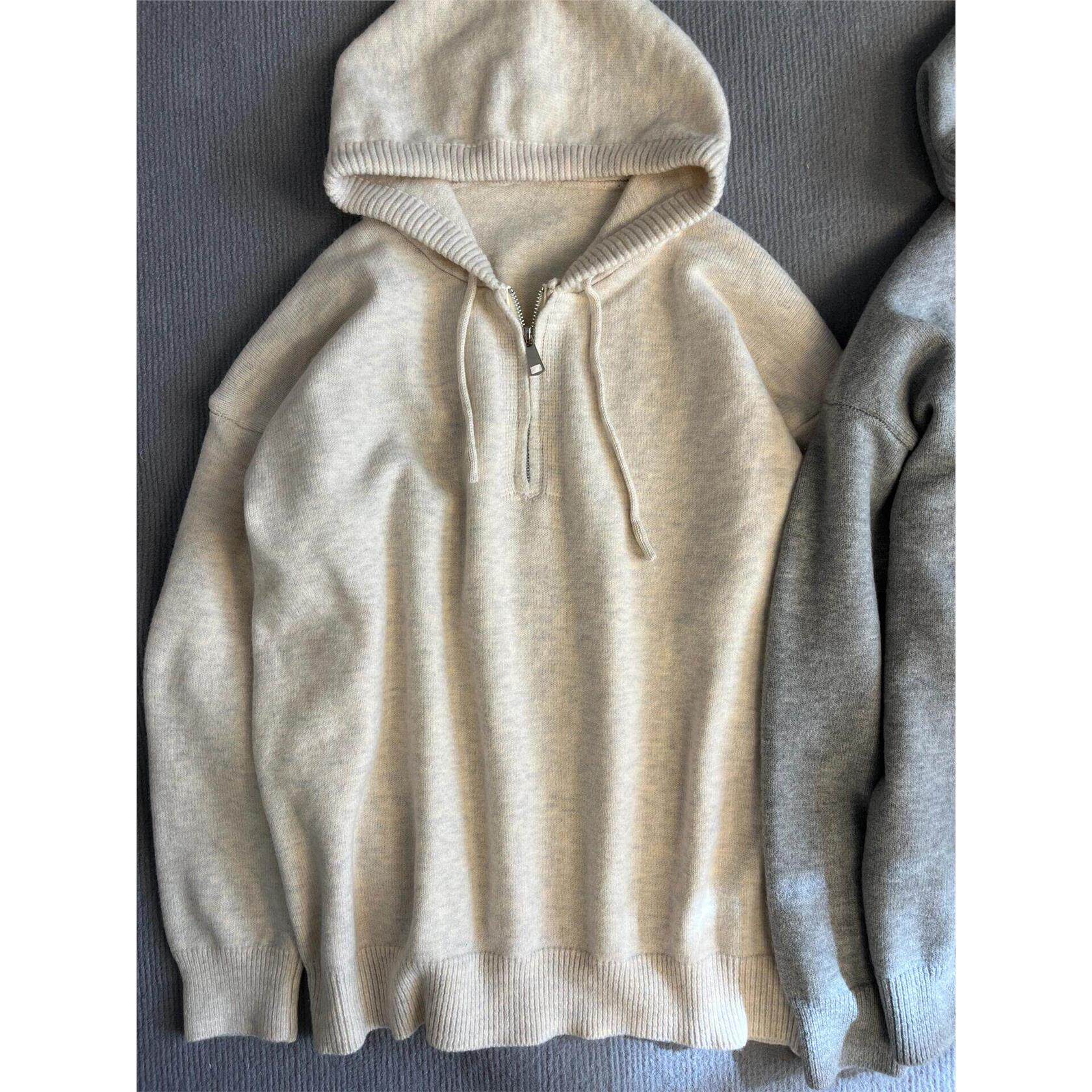 韩版宽松软糯连帽针织衫上衣女秋冬新款慵懒风加厚毛衣外套卫衣