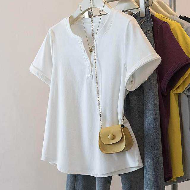 大码女装2026春夏新款显瘦百搭胖mm短袖今年流行的设计感T恤上衣