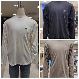 棉圆领长袖 百搭小标经典 直邮25秋男士 T恤4RD871G JEANS韩国代购