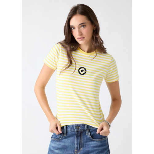 GUESS/盖尔斯韩国代购26夏GJ X MINIONS小黄人联名款条纹修身T恤