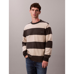 圆领纯棉条纹长袖 直邮25冬男士 韩国代购 套头卫衣4RE212G JEANS