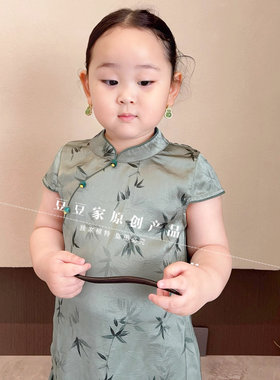 仿醋酸高端女童旗袍裙