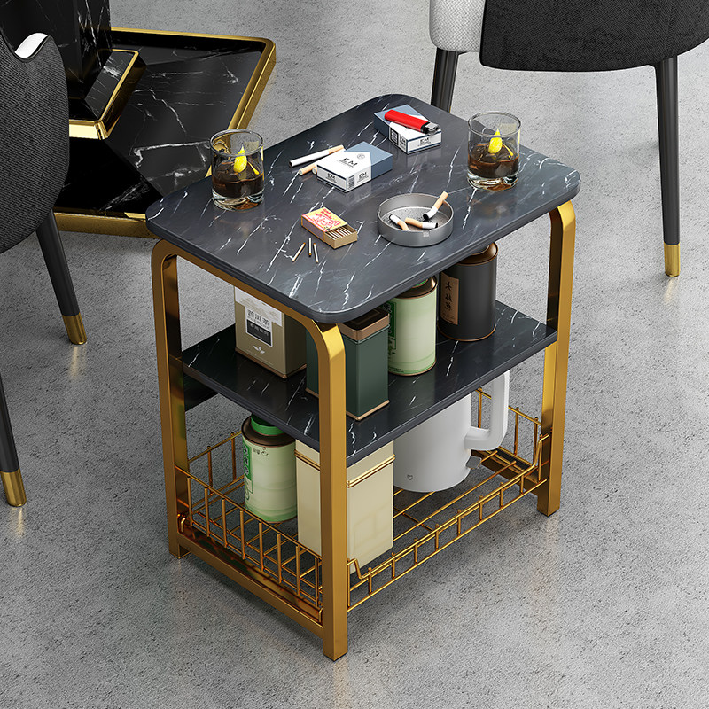 麻将桌茶几茶水架棋牌室专用小桌子置物架可移动轻奢高级感小边几