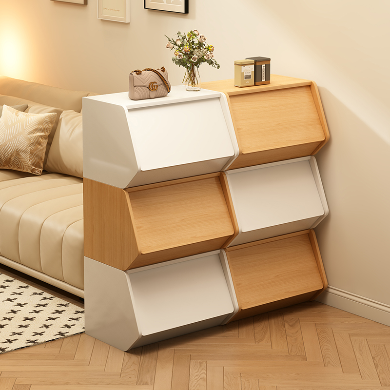 实木收纳柜落地置物柜一体靠墙书架家用矮书柜客厅沙发边柜展示柜