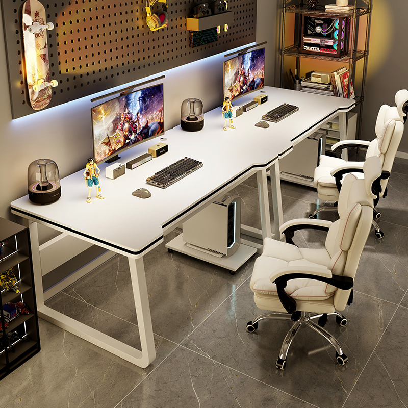 双人电脑桌家用情侣卧室长书桌办公桌并排台式电竞桌套装游戏桌子