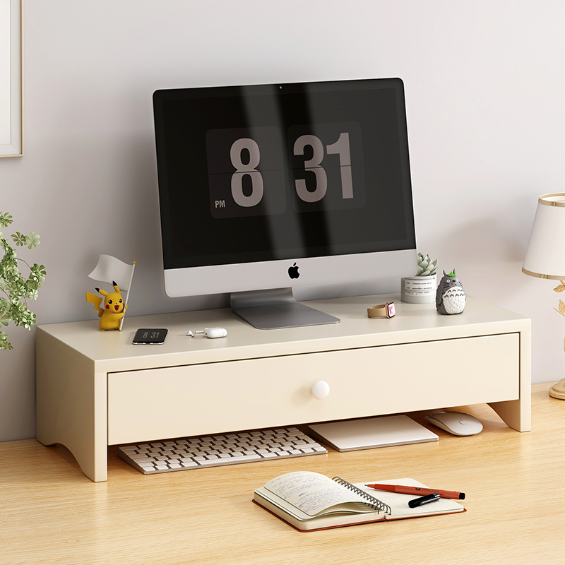 台式电脑增高架带抽屉办公室显示器置物架桌面收纳屏幕垫高架子