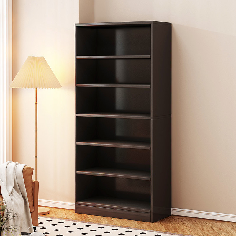 实木书柜落地置物柜家用客厅靠墙一体展示柜子黑色立柜模型展示柜