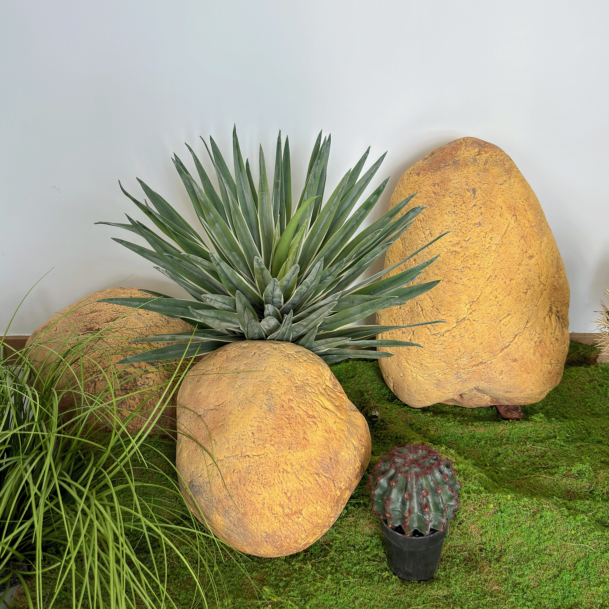 仿真黄蜡石庭院阳台PU装饰石点缀