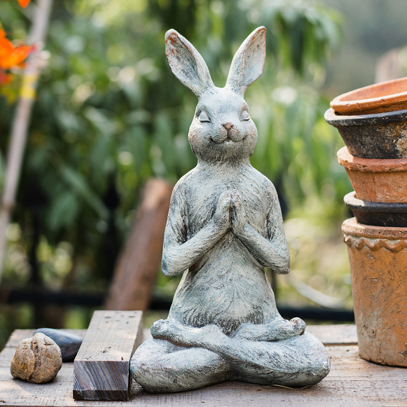 户外冥想兔子花园庭院装饰摆件