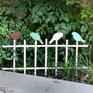 铁艺花园围栏户外庭院栅栏田园风小鸟装饰庭院草坪分隔篱笆