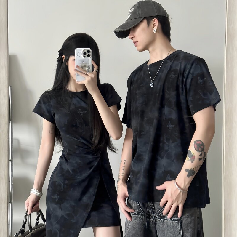 实拍 情侣装夏季2025法式度假沙滩连衣裙一衣一裙