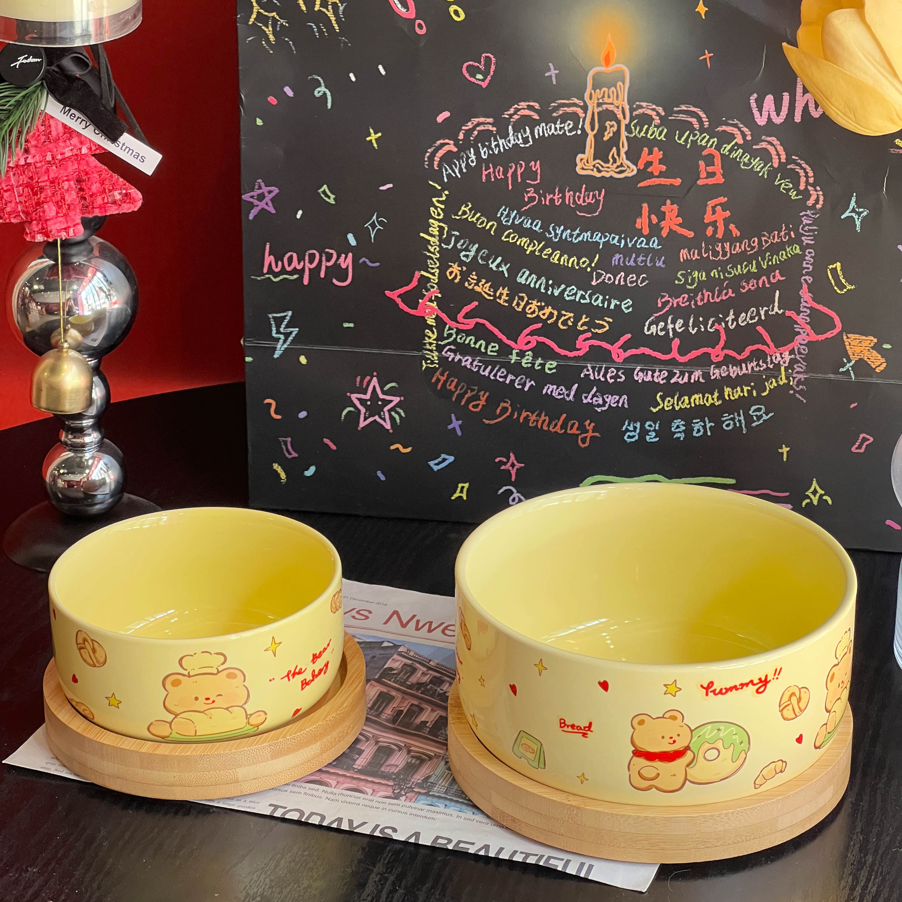 猫碗防打翻陶瓷猫食盆猫粮碗高脚猫咪大口径狗狗水碗宠物高脚饭盆