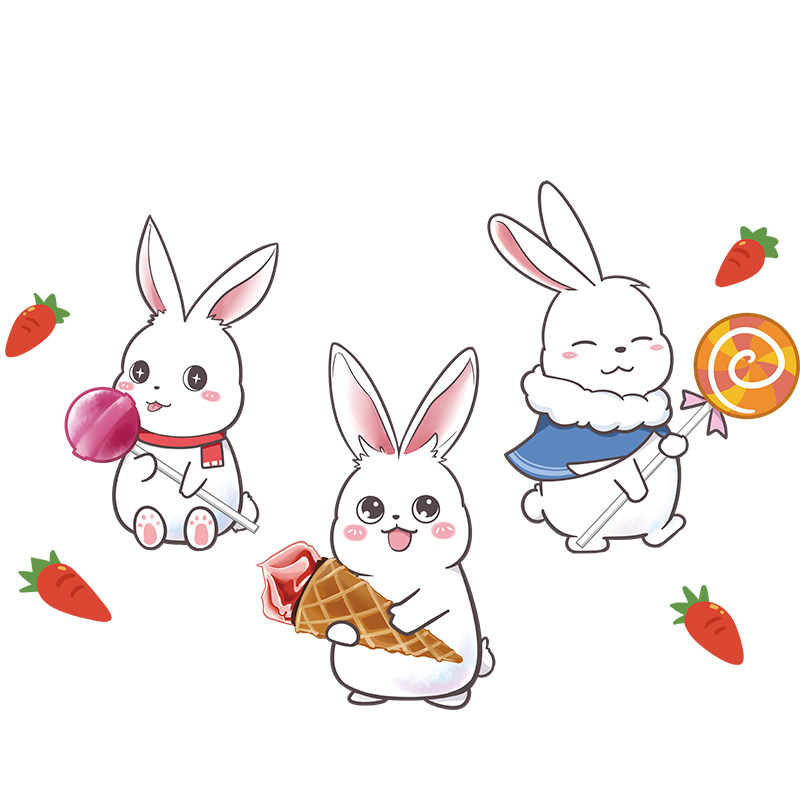 卡通兔子墙贴画儿童房衣柜门翻新贴纸卧室墙面装饰小图案壁纸自粘